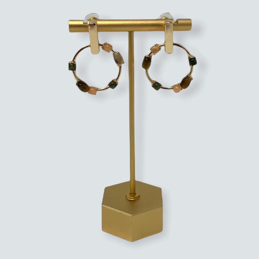 14th & Union Gold-tone Stone Embellished Hoop Earrings